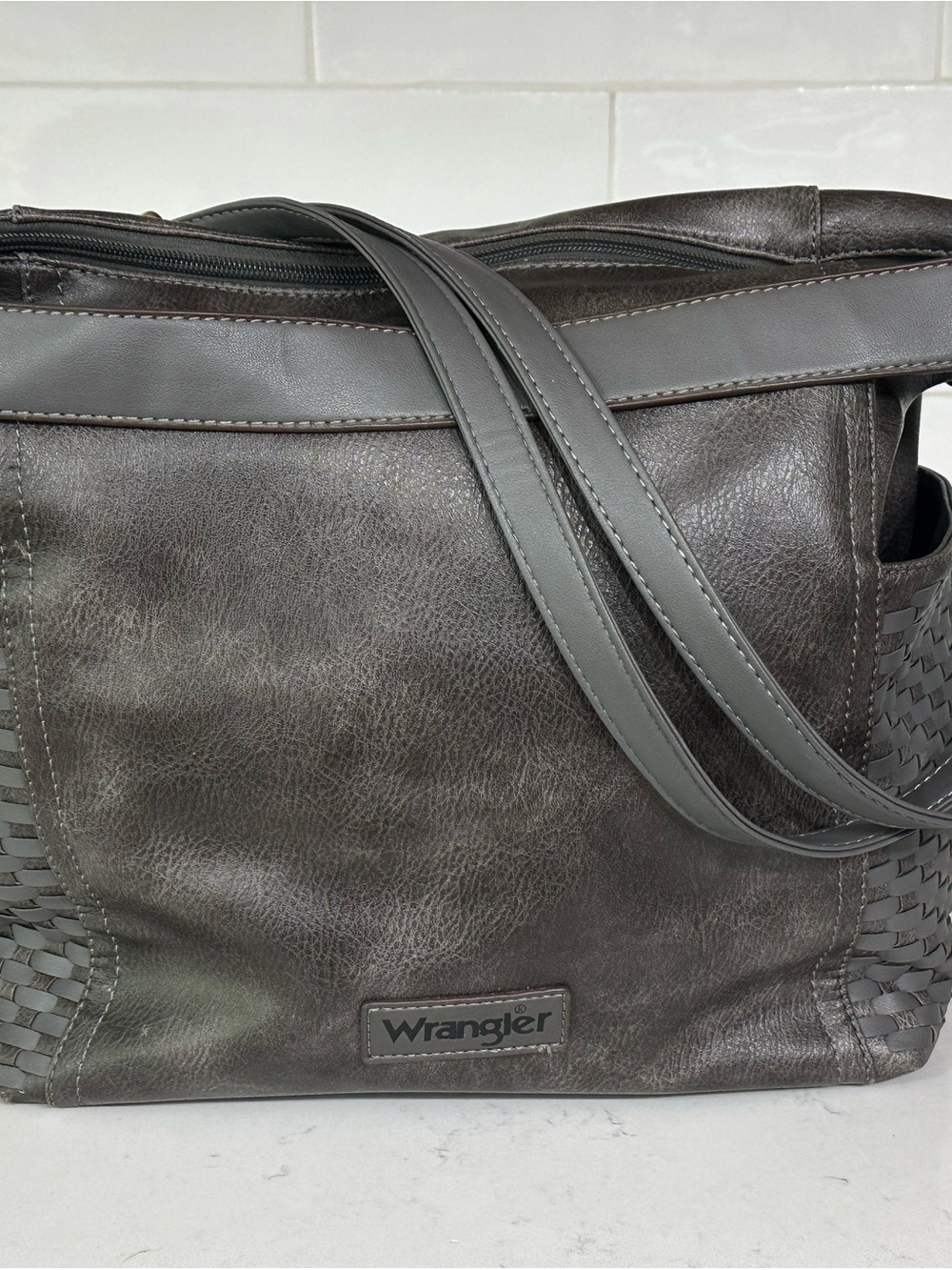 Wrangler Gray Faux Leather Shoulder Bag